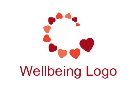 hearts forming letter c logo