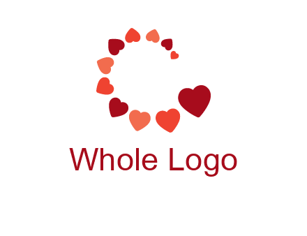 hearts forming letter c logo