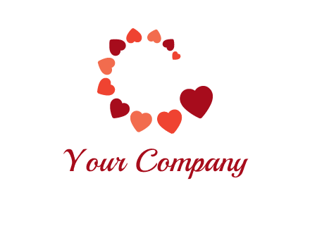 hearts forming letter c logo