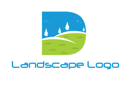 landscape inside letter d logo
