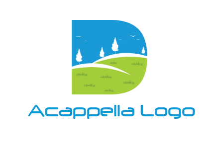 landscape inside letter d logo