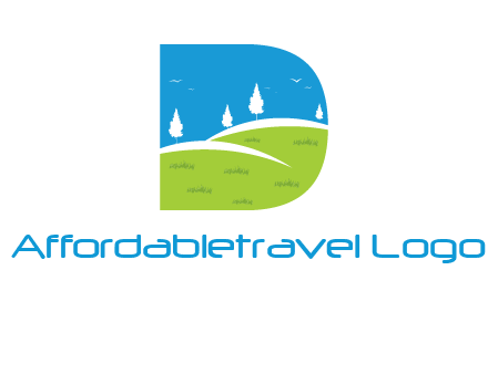 landscape inside letter d logo