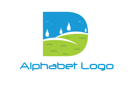 landscape inside letter d logo
