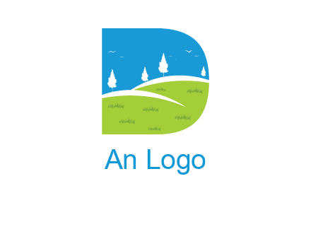 landscape inside letter d logo