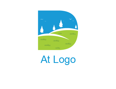 landscape inside letter d logo