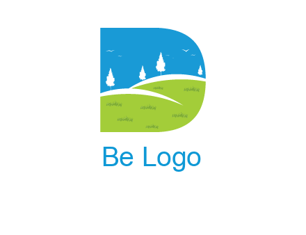 landscape inside letter d logo