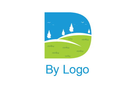 landscape inside letter d logo