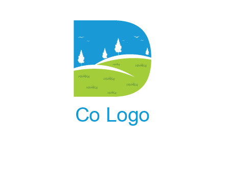 landscape inside letter d logo