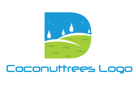 landscape inside letter d logo