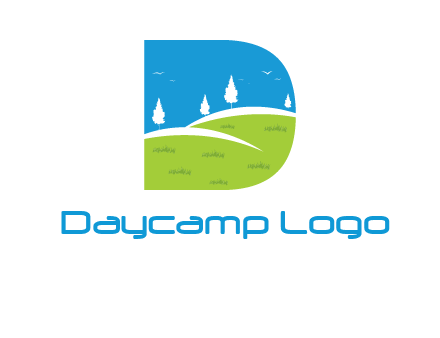 landscape inside letter d logo
