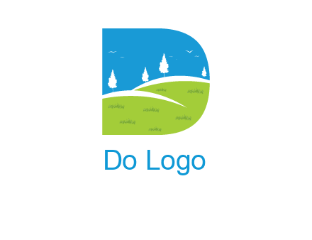 landscape inside letter d logo