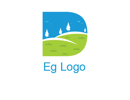 landscape inside letter d logo
