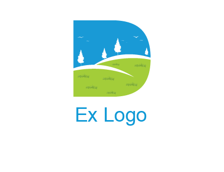 landscape inside letter d logo