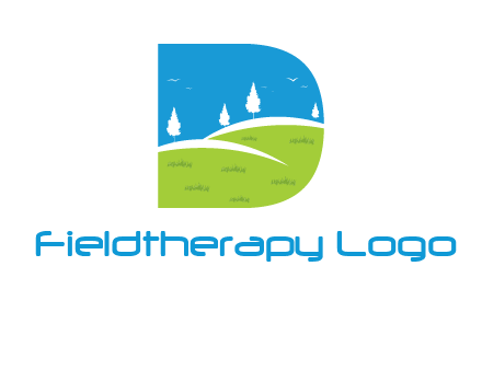 landscape inside letter d logo