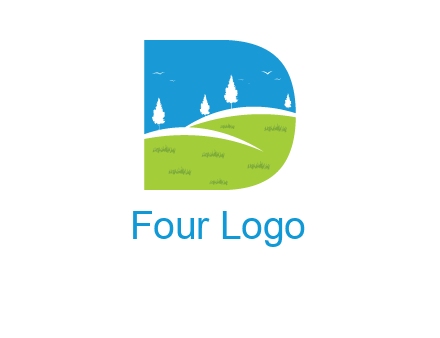 landscape inside letter d logo