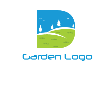 landscape inside letter d logo