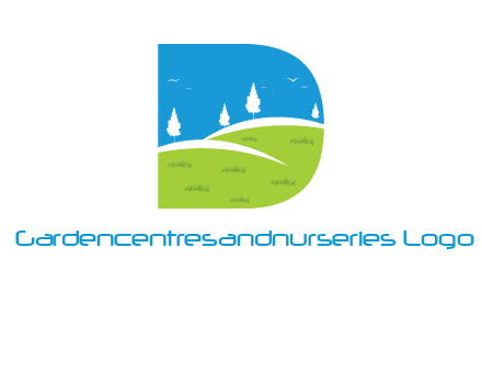 landscape inside letter d logo