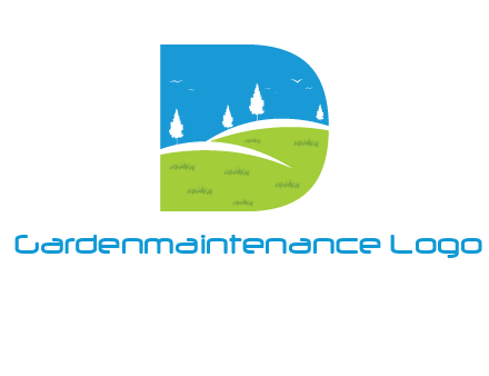 landscape inside letter d logo