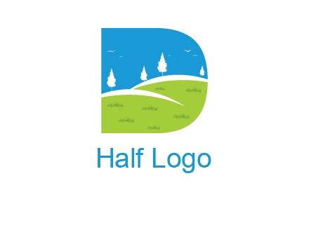landscape inside letter d logo