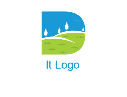 landscape inside letter d logo