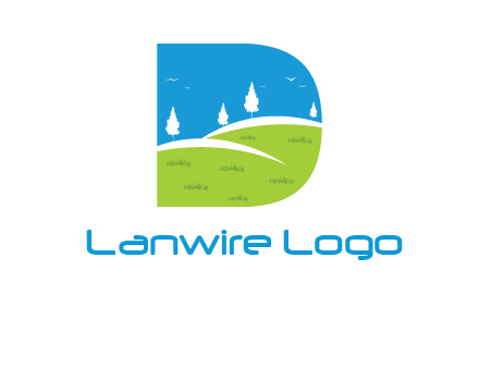 landscape inside letter d logo