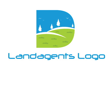 landscape inside letter d logo