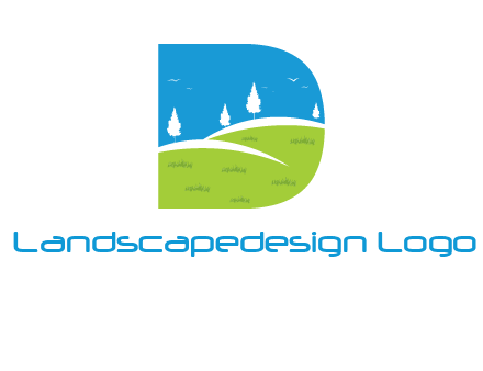 landscape inside letter d logo