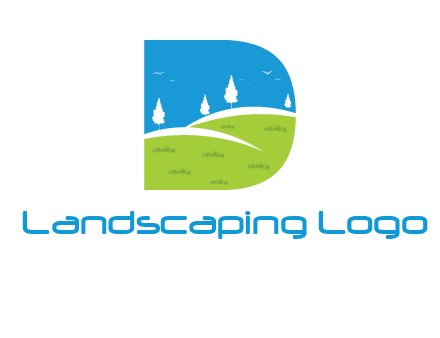 landscape inside letter d logo