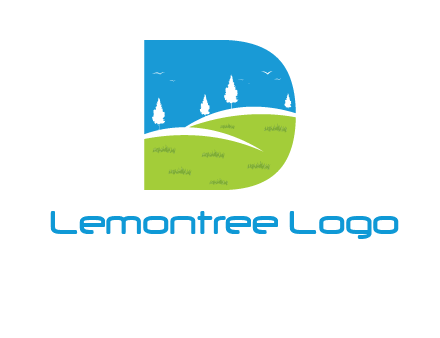landscape inside letter d logo