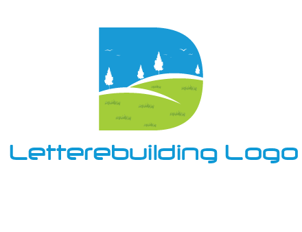 landscape inside letter d logo