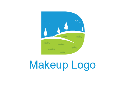 landscape inside letter d logo