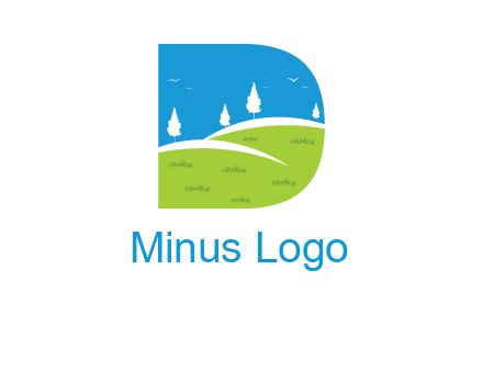 landscape inside letter d logo