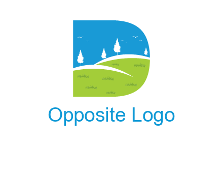 landscape inside letter d logo