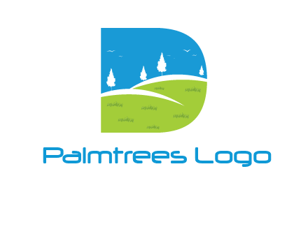 landscape inside letter d logo