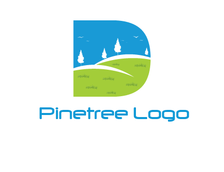landscape inside letter d logo