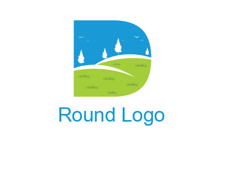 landscape inside letter d logo