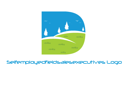 landscape inside letter d logo