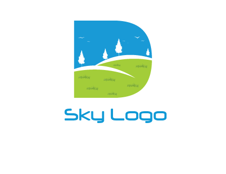 landscape inside letter d logo