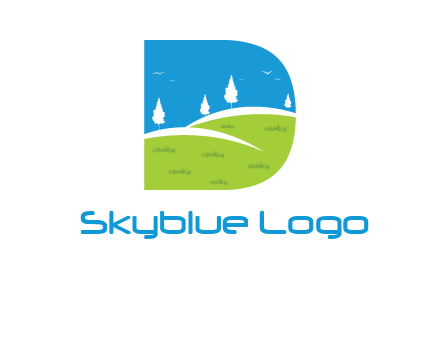 landscape inside letter d logo