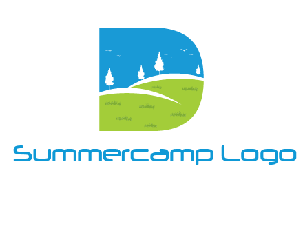 landscape inside letter d logo