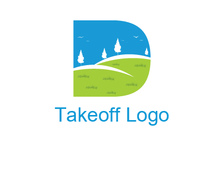 landscape inside letter d logo