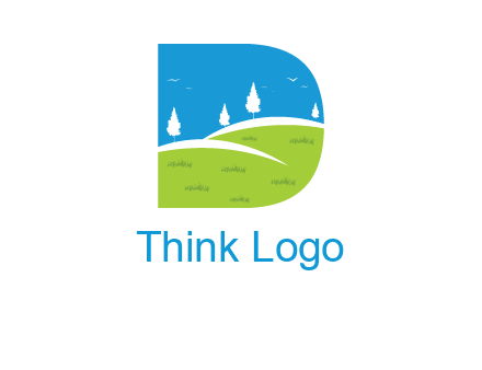 landscape inside letter d logo