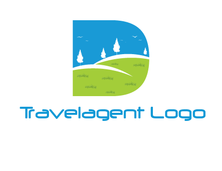 landscape inside letter d logo