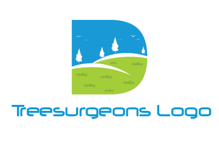 landscape inside letter d logo