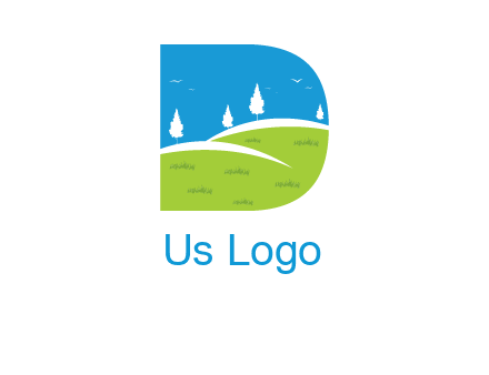 landscape inside letter d logo