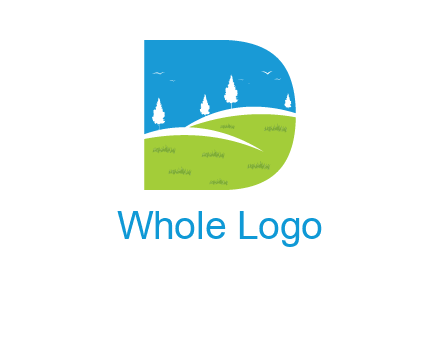 landscape inside letter d logo