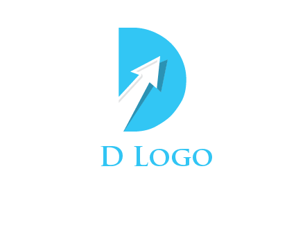 arrow going up inside the letter d logo