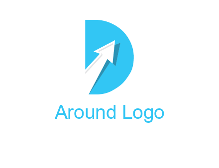 arrow going up inside the letter d logo