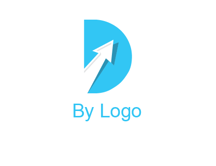arrow going up inside the letter d logo