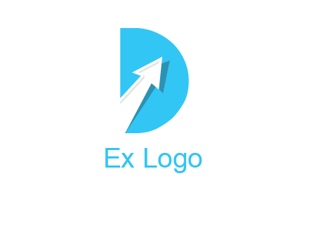 arrow going up inside the letter d logo